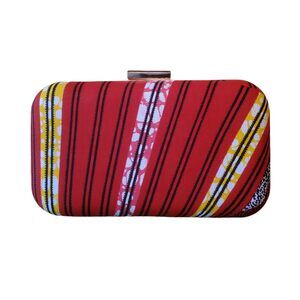 1419 Generic Afrika Print Clutch Bag , Red Red